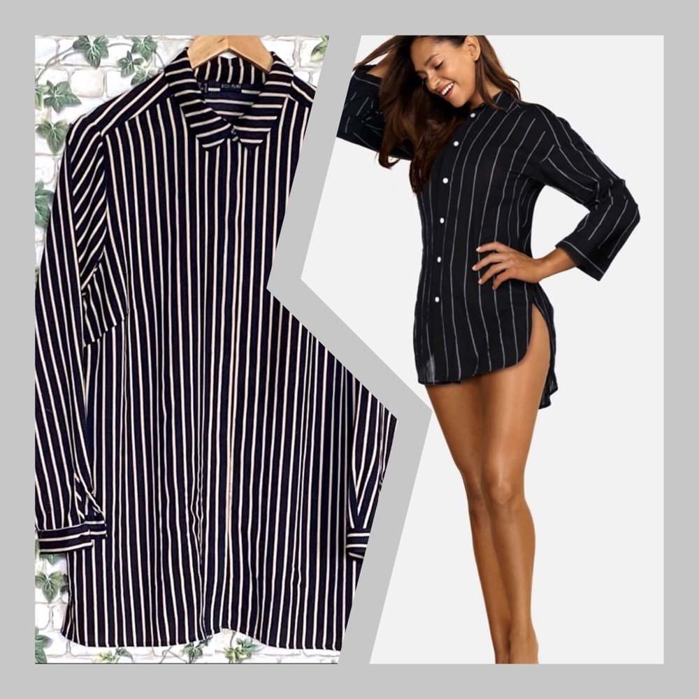 ‼️ 2 for $12 ‼️ Tunic navy, tan stripes, classic